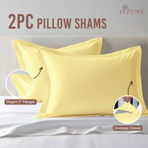 100% Cotton Standard Pillow Shams 400 Thread Count Mellow Yellow (7.5 Count)