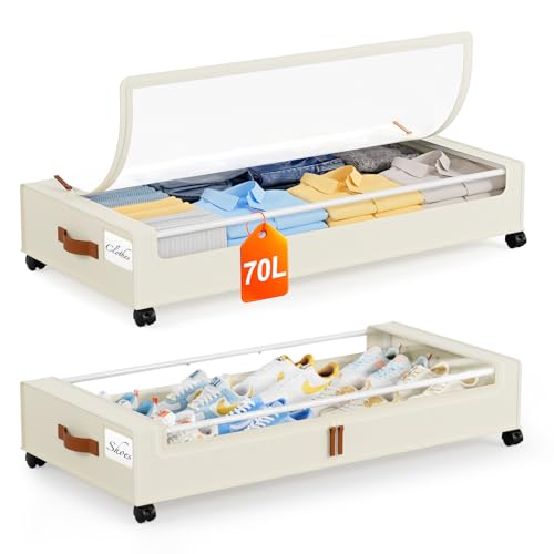 Under Bed Storage with Wheels 2 Pack (2 Count)