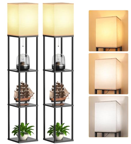 Floor Lamp with Shelves for Living Room 2 Pack (2 Count)