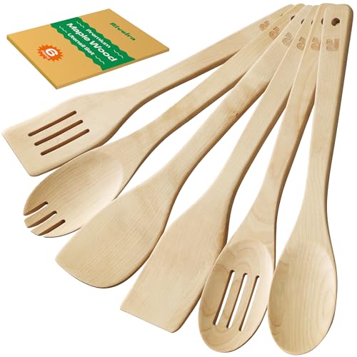 Maple Wooden Spoons for Cooking Set of 6 (6 Count)