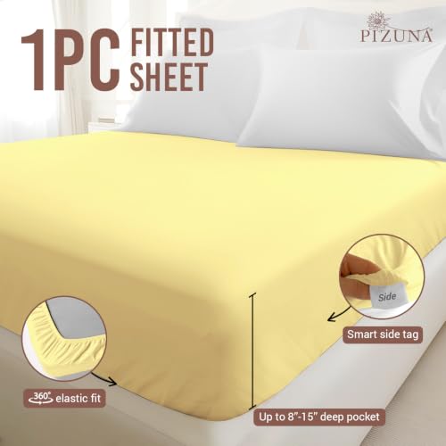 Queen Cotton Fitted Sheet 400 Thread Count Mellow Yellow