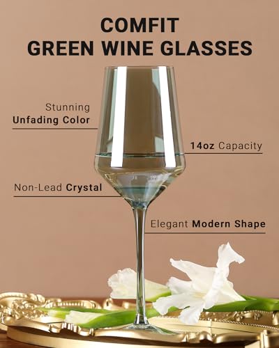 Green Wine Glasses Set of 6