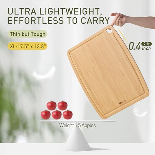 Lightweight Durable Bamboo Cutting Board with Non