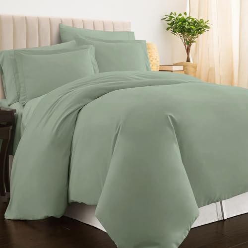 100% Cotton King Duvet Cover Set 400 Thread Count Sea Foam