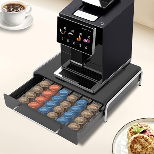 Black Large Coffee Capsule Organizer Coffee Pod Storage Drawer Rack Holder Stand for Countertop Kitchen Cabinet Coffee Bar Home Office Kitchen Organization and Storage with Handle