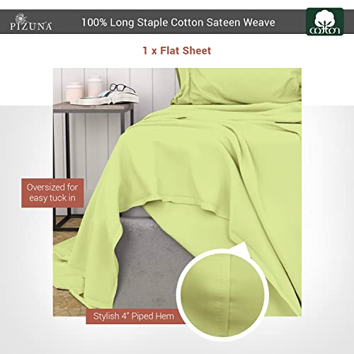 100% Cotton Full Flat Sheet 400 Thread Count Light Green