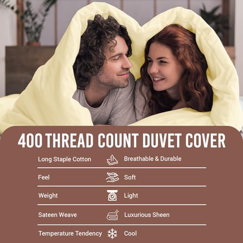 100% Cotton King Duvet Cover Set 400 Thread Count New Ivory