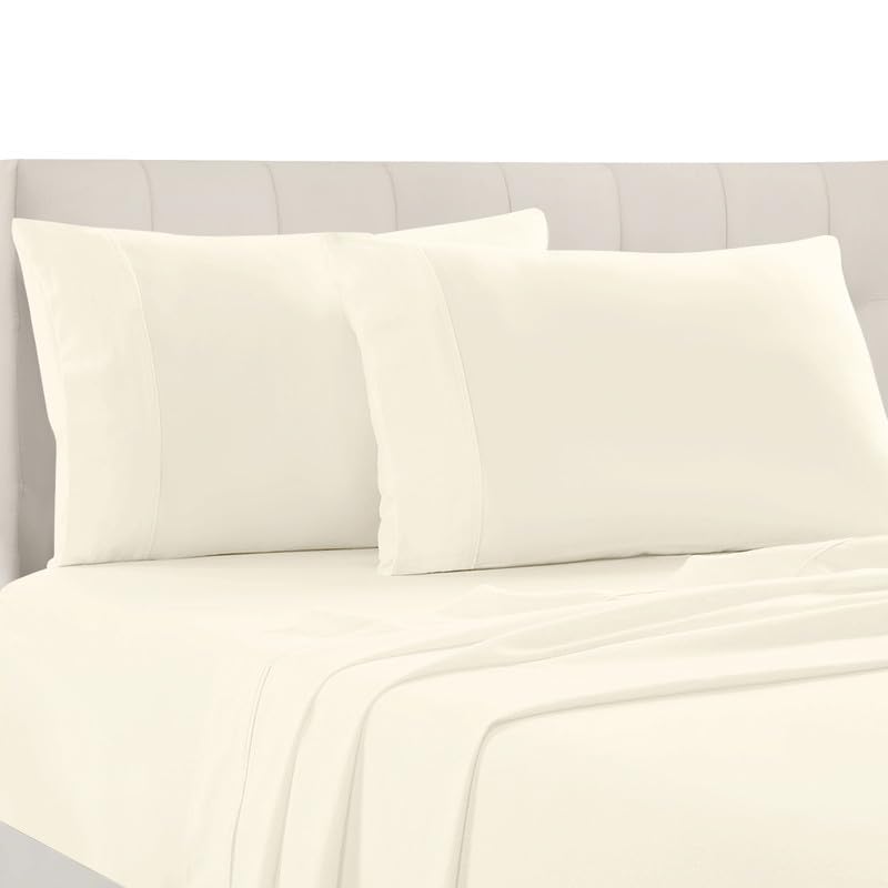 100% Cotton King Size Pillowcases 400 Thread Count New Ivory (2 Count)