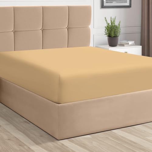 Twin Cotton Fitted Sheet 400 Thread Count Tan