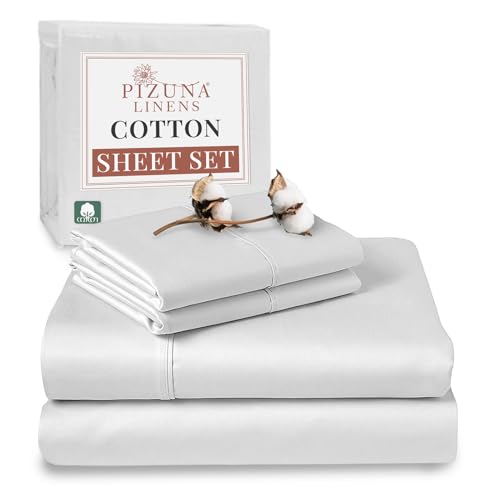 100% Cotton Sheets Set California King 400 Thread Count White