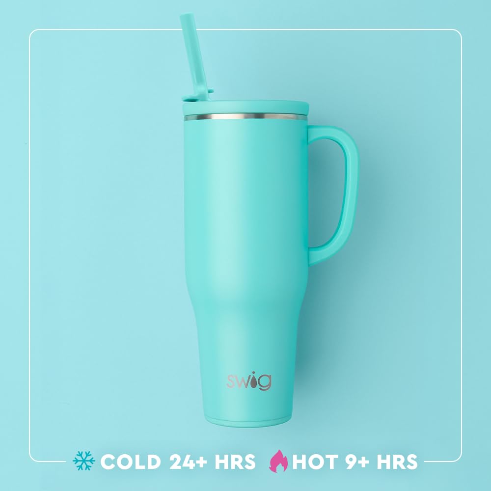 40oz Insulated Mega Mug with Handle & Straw