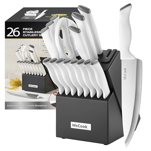 Kitchen Knife Set 24PC Knife Block Set w Built (24 Count)