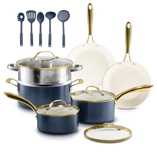 15 Pc Pots and Pans Set Non Stick Ceramic Cookware Set