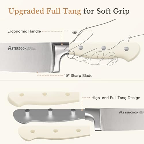 Knife Set Astercook Kitchen Knife Set with Block 14 (14 Count)