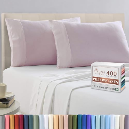 100% Cotton King Size Pillowcases 400 Thread Count Light Lilac (2 Count)