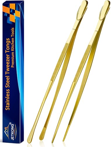2 Pcs 14 Inch Cooking Tweezers Extra Long Stainless Steel Food Tweezers Kitchen Tweezer Tongs