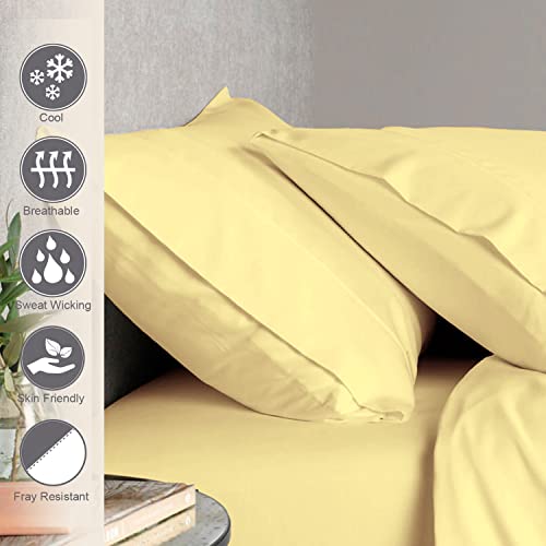 100% Cotton King Size Pillowcases 400 Thread Count Mellow Yellow (2 Count)