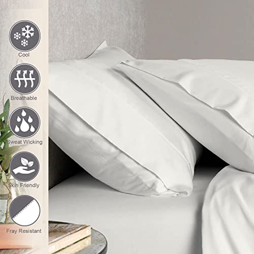 100% Cotton King Size Pillowcases 400 Thread Count Off White (2 Count)
