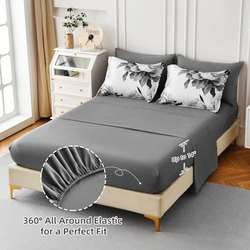 Grey Queen Comforter Set 7 Piece Bed in a Bag