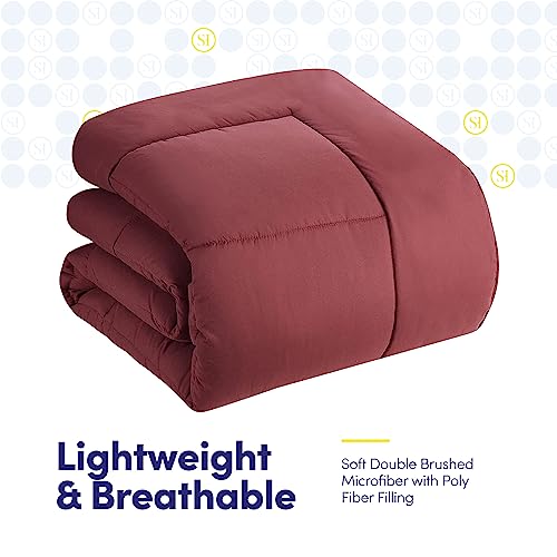 7 Piece Comforter Set Bag Solid Color All Season Soft Down Alternative Blanket & Luxurious Microfiber Bed Sheets (7 Count)