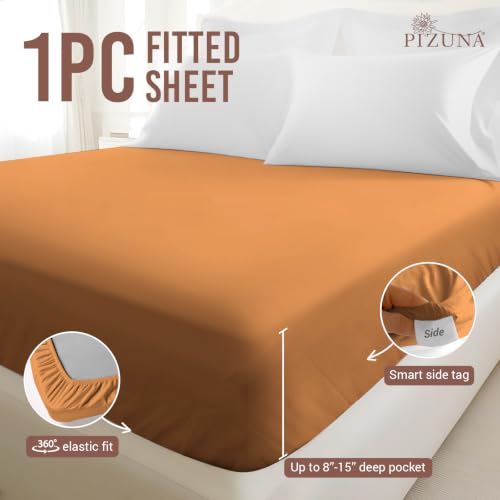 Twin Cotton Fitted Sheet 400 Thread Count Apricot Orange
