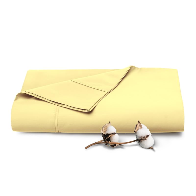 100% Cotton Queen Flat Sheet 400 Thread Count Mellow Yellow