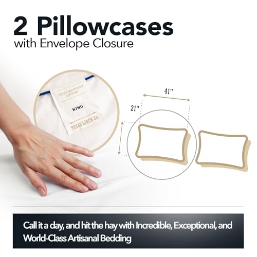 100% Egyptian Cotton Pillow Cases King Size Set of 2 (2 Count)