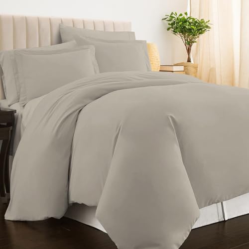 100% Cotton Twin Duvet Cover Set 400 Thread Count Simply Taupe
