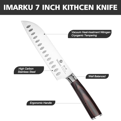 Santoku Knife 7 Inch with Sharp Japanese High Carbon Stainless Steel