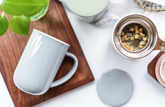 VIVA Minima Balance Porcelain Tea Cup with Infuser and Lid