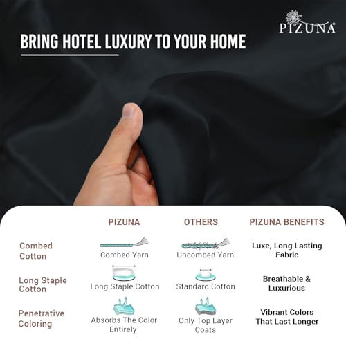 Pure 100% Cotton Pillow Shams King Size Set of 2 Black (2 Count)