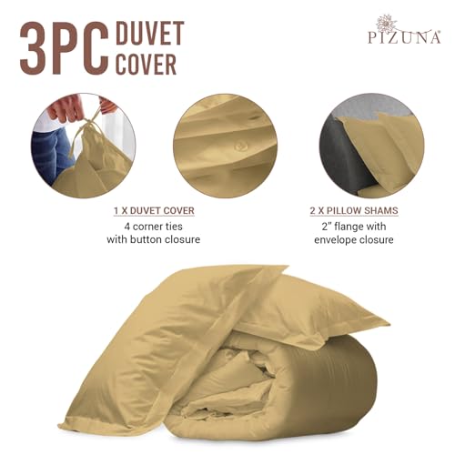 100% Cotton Full Duvet Cover Set 400 Thread Count Tan
