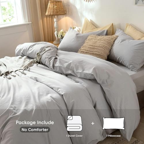 Duvet Cover Set 100% Washed Cotton Linen Like Twin