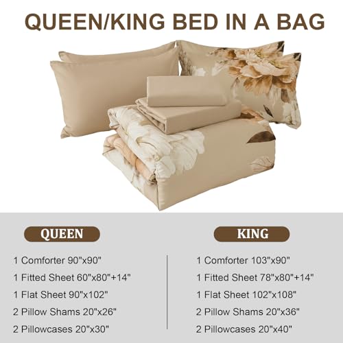Khaki King Size Comforter Set 7 Piece Bed in a Bag King