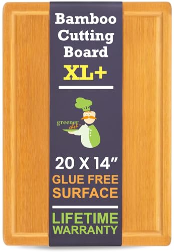 20 Inch Bamboo Wood Cutting Board Featuring Super