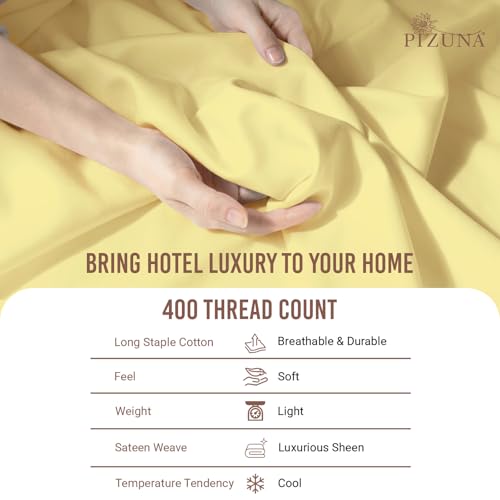 Cotton King Duvet Cover + Sheet Set 400 Thread Count Mellow Yellow