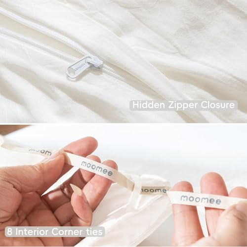 Duvet Cover Set 100% Washed Cotton Linen Like Oversized Queen (3 Piece Set)