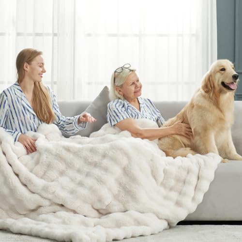 Faux Fur Throw Blanket for Couch