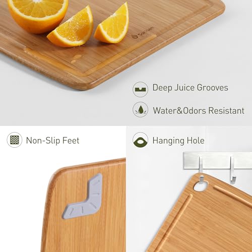 Lightweight Durable Bamboo Cutting Board with Non