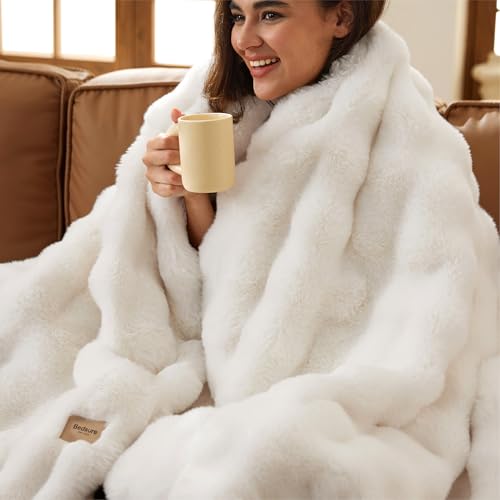 GentleSoft Fluffy Faux Fur Throw Blanket for Couch