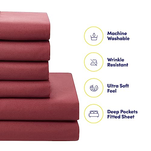 7 Piece Comforter Set Bag Solid Color All Season Soft Down Alternative Blanket & Luxurious Microfiber Bed Sheets (7 Count)