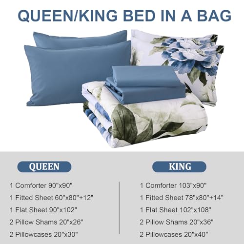 Blue King Size Comforter Set 7 Piece Bed in a Bag King