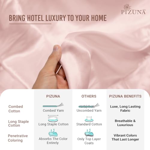 Cotton Sheets Set Queen with 4 Cases 400 Thread Count Light Pink