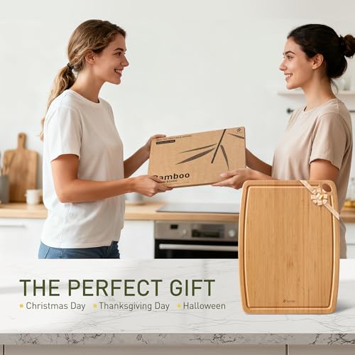 Lightweight Durable Bamboo Cutting Board with Non