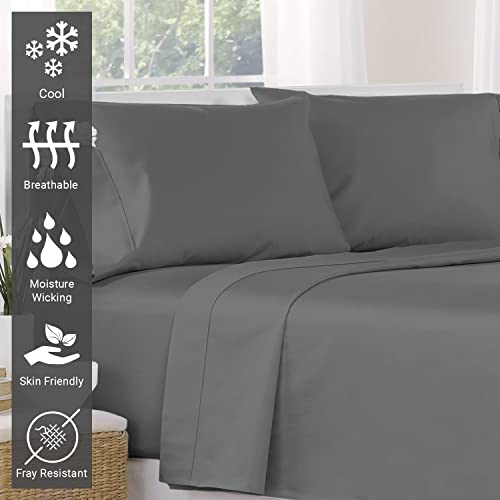 100% Cotton King Flat Sheet 400 Thread Count Dark Grey