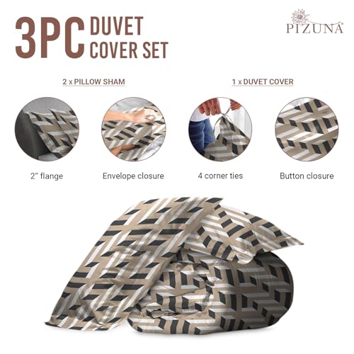 100% Cotton Mosaic Print Queen Duvet Cover Set 400 Thread Count