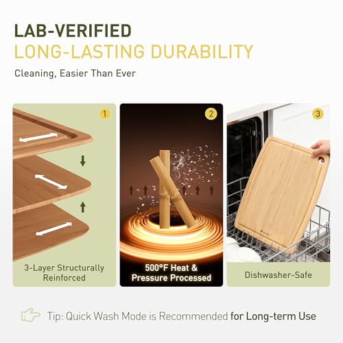 Lightweight Durable Bamboo Cutting Board with Non
