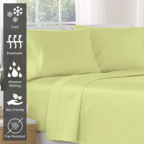 100% Cotton Full Flat Sheet 400 Thread Count Light Green