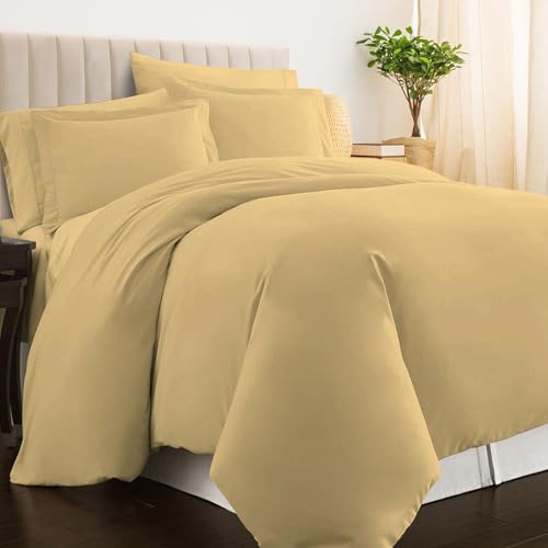 100% Cotton Full Duvet Cover Set 400 Thread Count Tan
