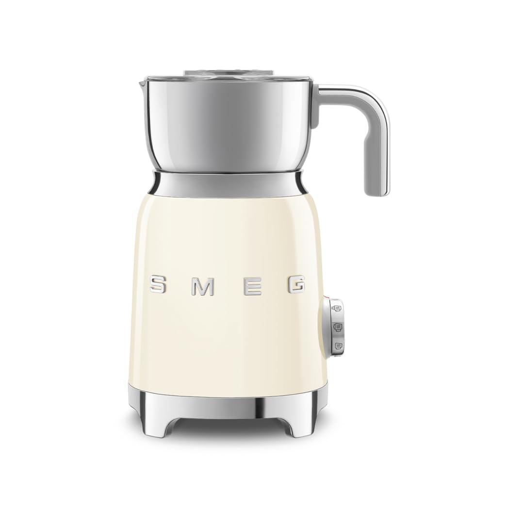 Retro 50's Style Milk Frother with 2 Disks 6 Preset Programs Hot or Cold Frothing and Induction Heating